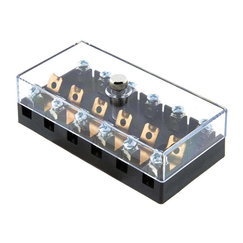 Universal Transparent Screwed Cover 6-Way ATO ATC Type Brass Connector Screw Type Fuse Box Car Boat Auto Fuse Tap Made Plastic
